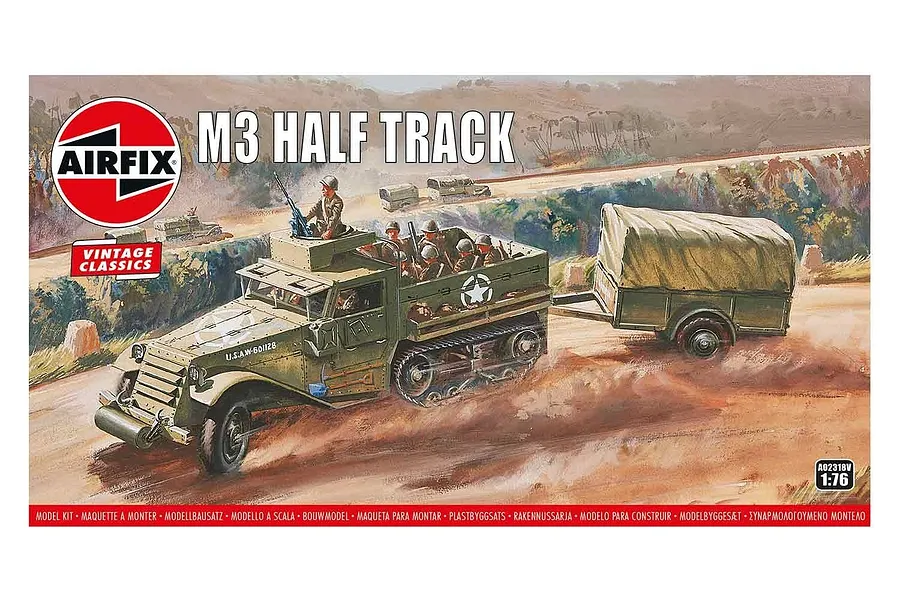 Airfix 1/76 M3 Half-Track Tractor &amp;amp; Trailer Scale Scaled Plastic Model Kit image 46671