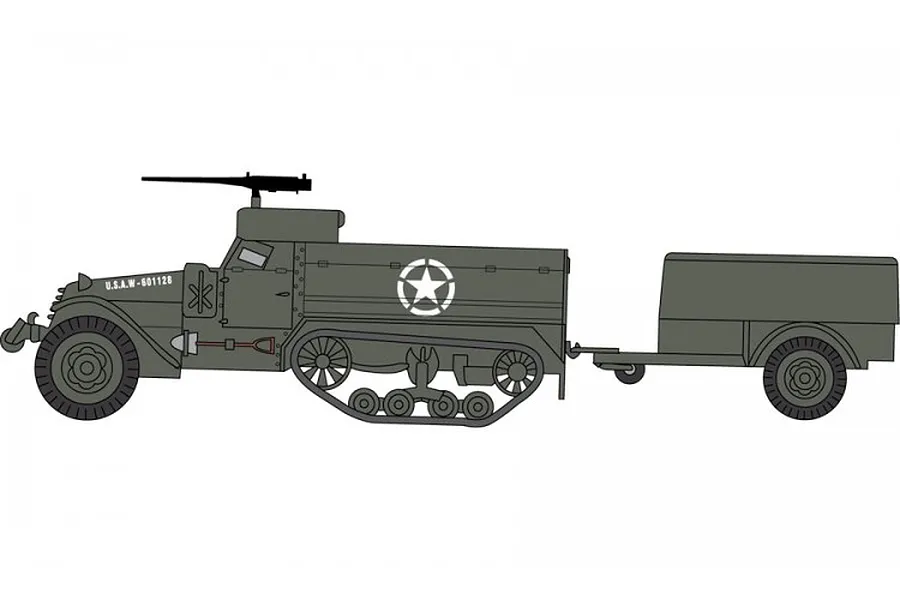 Airfix 1/76 M3 Half-Track Tractor &amp;amp; Trailer Scale Scaled Plastic Model Kit image 46672
