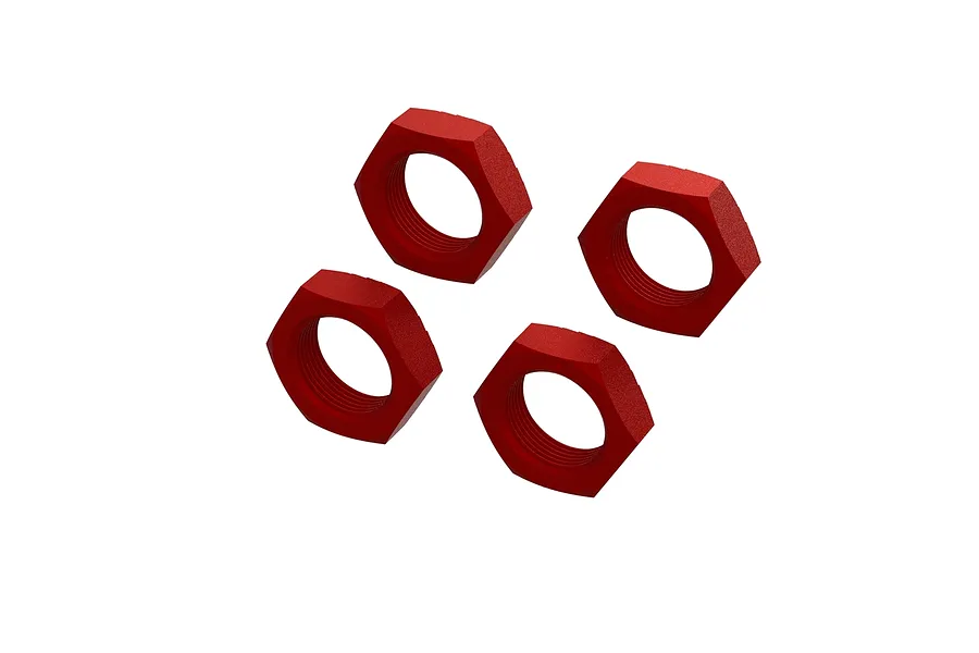 ARRMA 1/5 8S BLX Red Aluminium 24mm Serrated Wheel Nuts 4Pcs image 46751