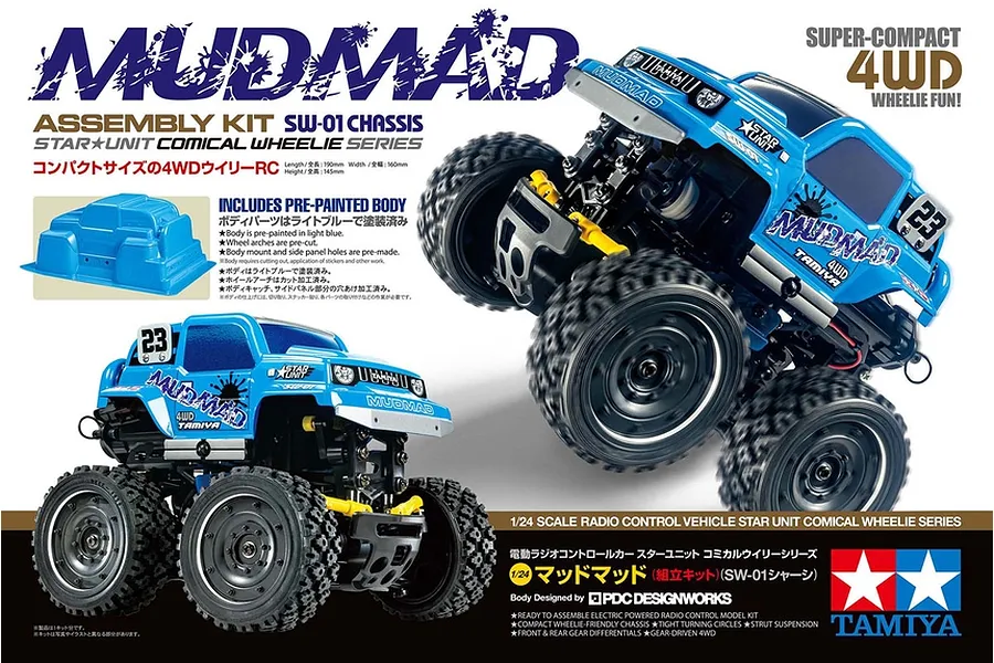 Tamiya SW-01 Mudmad RC Monster Truck Electric 4WD 1/24 Scale Kit - Blue image 46785