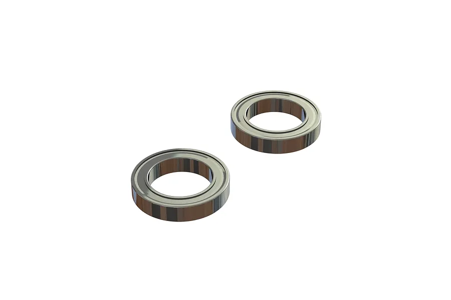 Two ARRMA metal shielded ball bearings shown from an angled perspective against a white background.