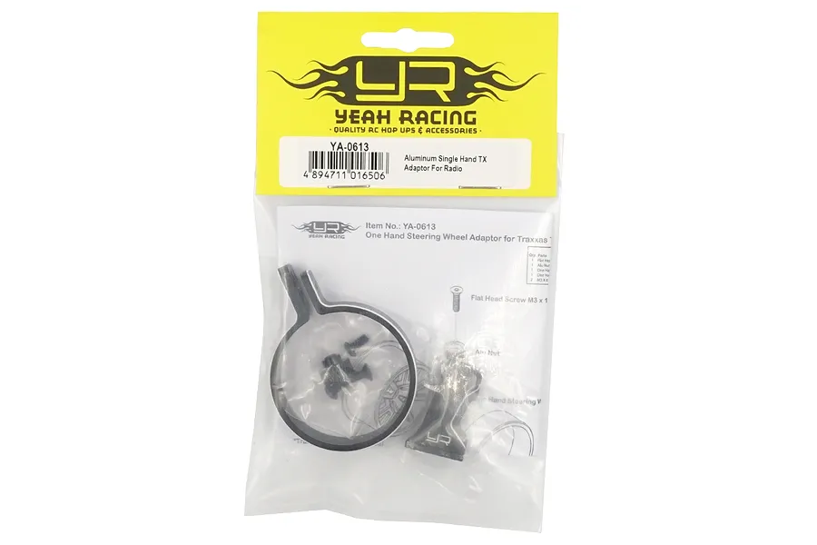Yeah Racing Aluminium Single Hand TX Steering Adaptor - Black image 46922