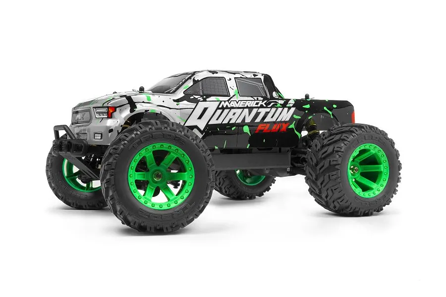 Maverick 1/10 Quantum MT Silver &amp;amp; Green Painted Body Shell w/ Decals image 46960