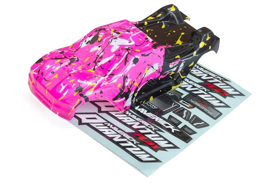 Maverick 1/10 Quantum XT Pink &amp;amp; Yellow Painted Body Shell w/ Decals image 46976