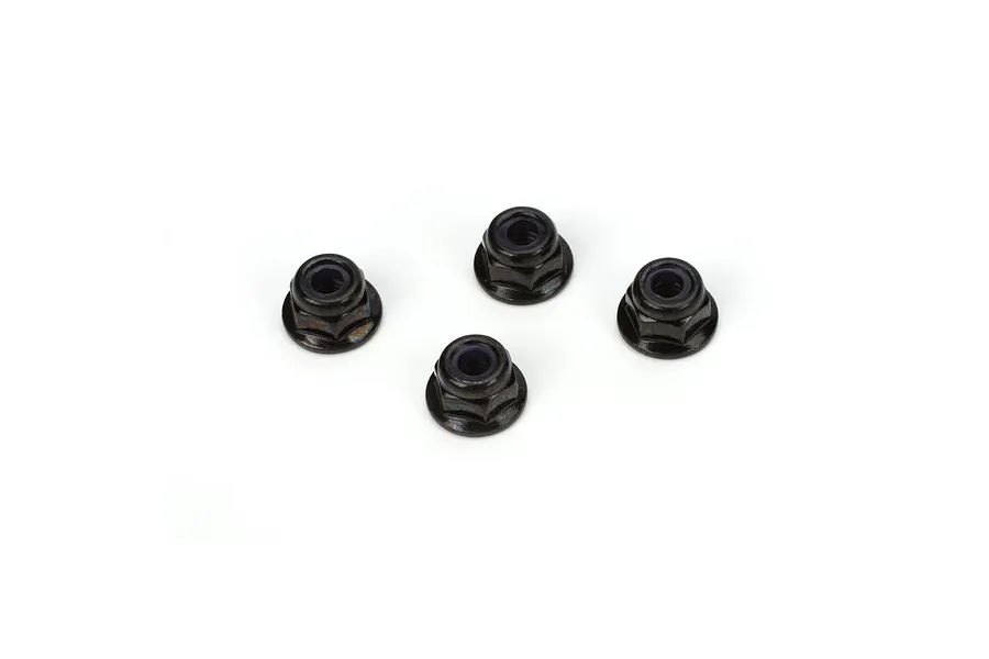 ECX 4mm Black Steel Flanged Nyloc Nuts 4Pcs image 47372