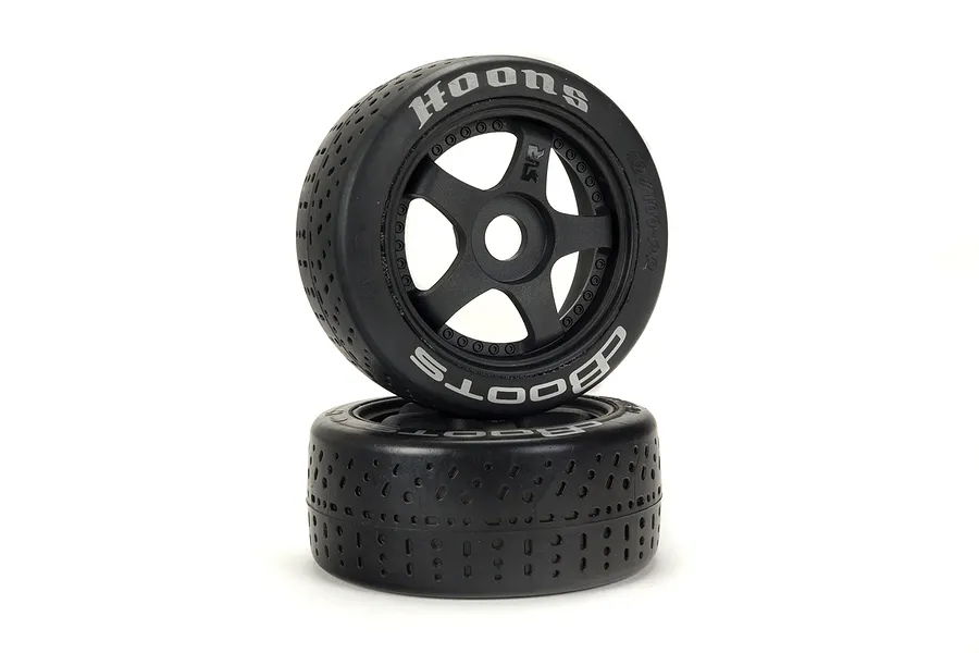 ARRMA 3.3&amp;quot; Belted 42/100 (Silver) dBoots Hoons Tyres on Black 5-Spoke Rims - Glued Wheels 2Pcs image 47464