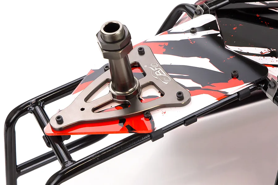 Rovan Black Steel GT Sand Rail Baja Roll Cage w/ Painted Red Panels and LED Spot Lights &amp;amp; Spare Tyre Mount image 47735