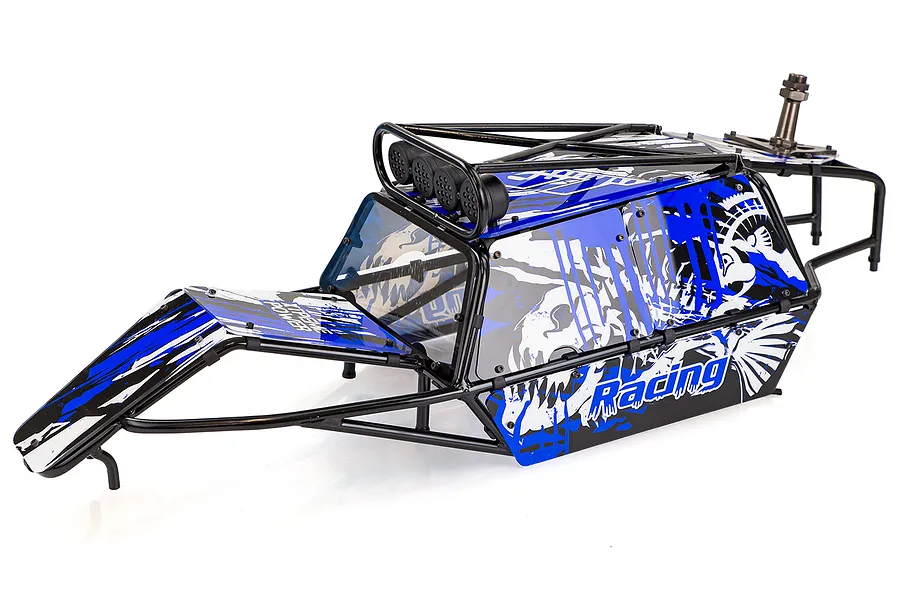 Rovan Black Steel GT Sand Rail Baja Roll Cage w/ Painted Blue Panels and LED Spot Lights &amp;amp; Spare Tyre Mount image 47737