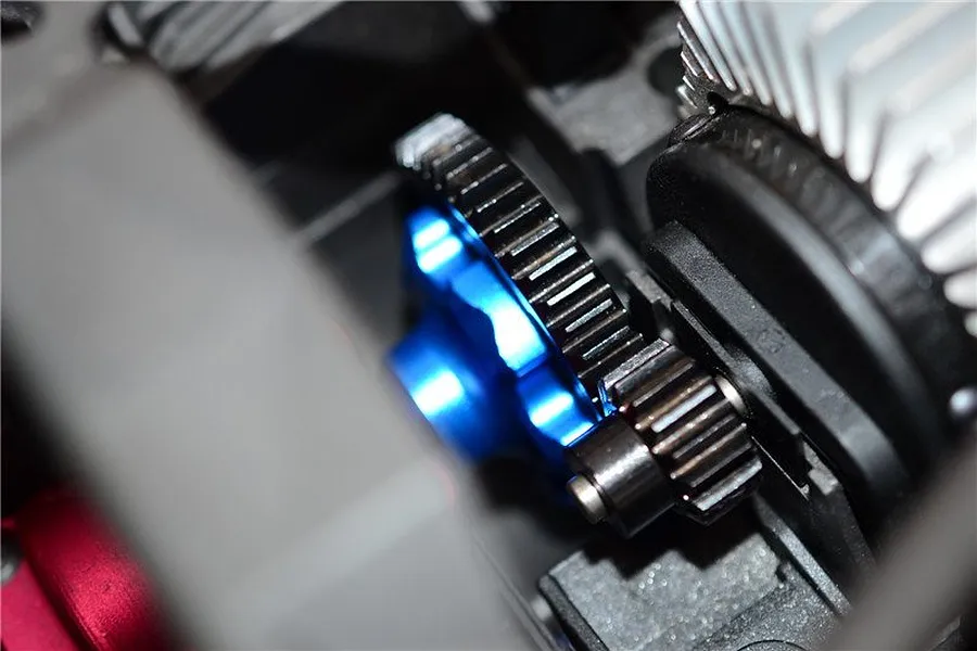 GPM HD Steel 18T/53T 1Mod Pinion &amp;amp; Spur Gear Set w/ Blue Aluminium Gear Adapter image 47748
