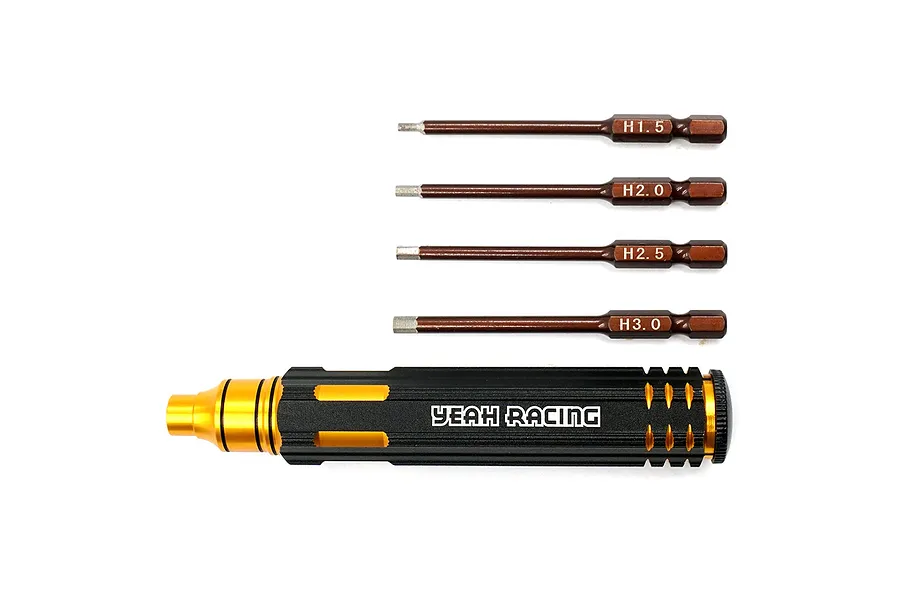 Yeah Racing Black &amp;amp; Gold Aluminium 4-in 1 Multi 1.5, 2.0, 2.5, 3.0mm Hex Set image 47843