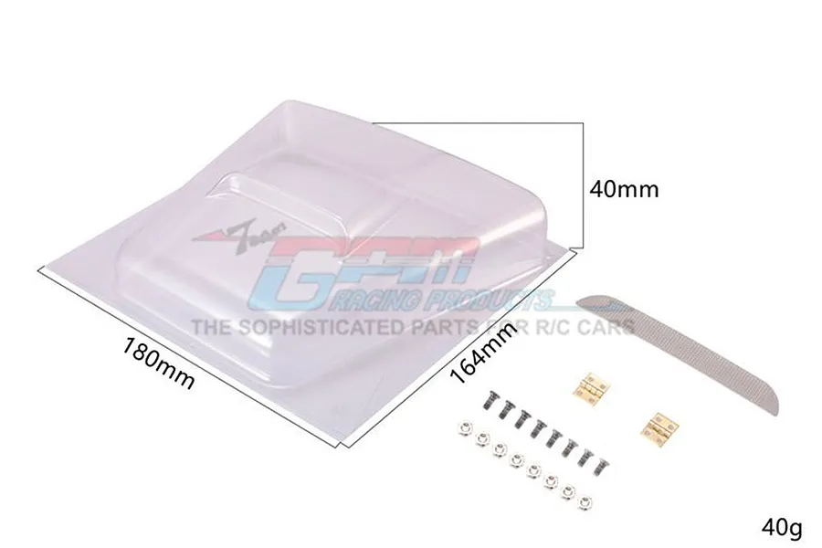GPM TRX-4 Defender Clear Unpainted Hood w/ Intake Grill &amp;amp; Hinge Set image 48028