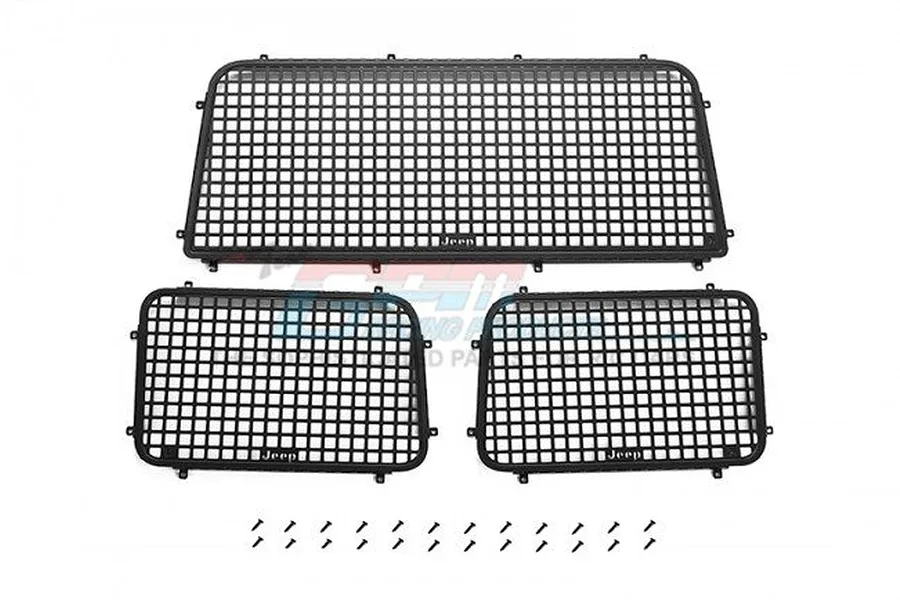 GPM Black Stainless Steel Rear Window Guards 3Pcs w/ Hardware image 48033