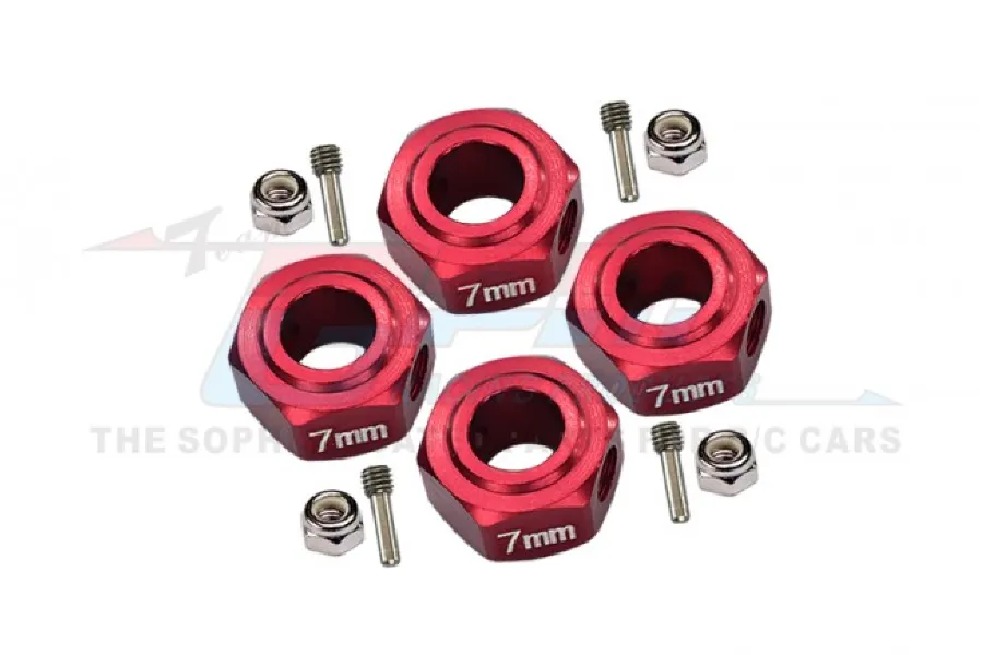 GPM Red Aluminum 12x7mm Hex Adapters 4Pcs w/ Hardware image 48063