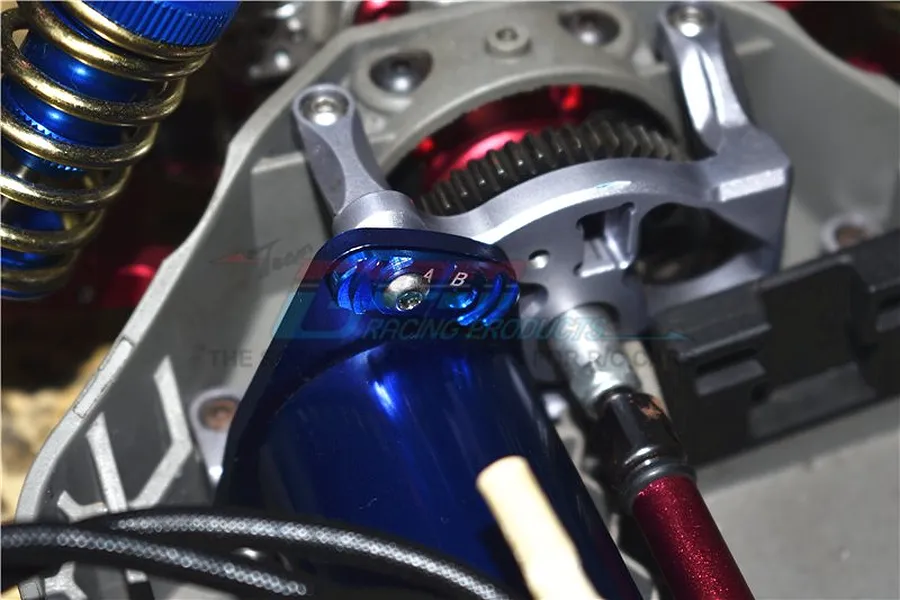 GPM Aluminium Slash 4x4 Fixed Gear Spacers &amp;amp; Motor Mount - Blue image 48070