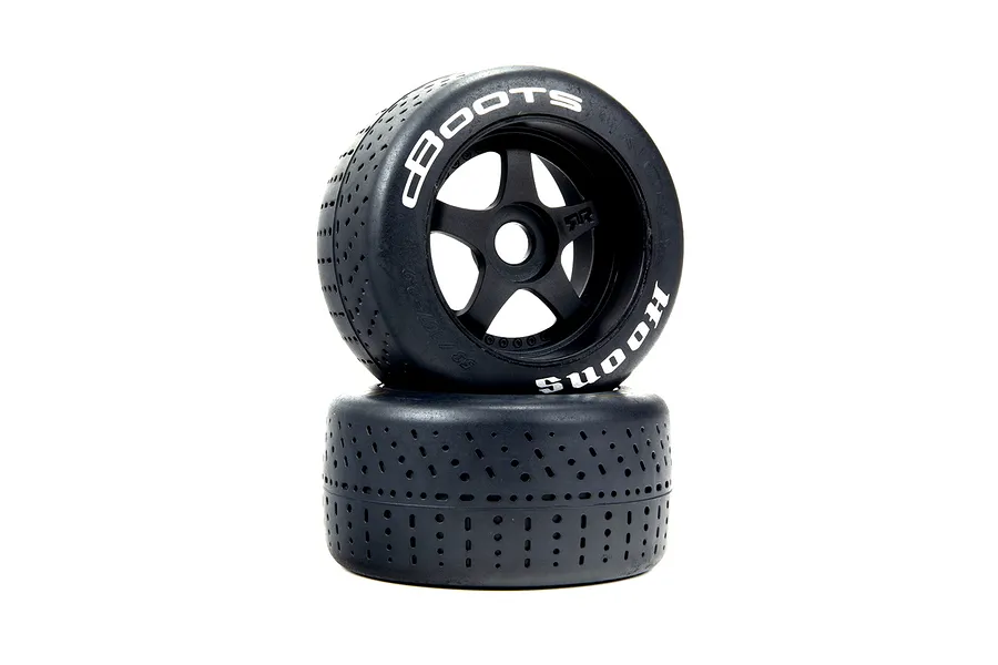 ARRMA 3.3&amp;quot; Belted 53/107 (White) dBoots Hoons Tyres on Black 5-Spoke Rims - Glued Wheels 2Pcs image 48134
