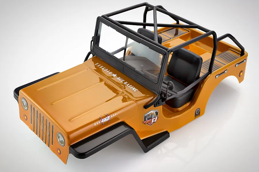 HSP Jeep CJ Yellow Painted Body Shell w/ Roll Cage image 1