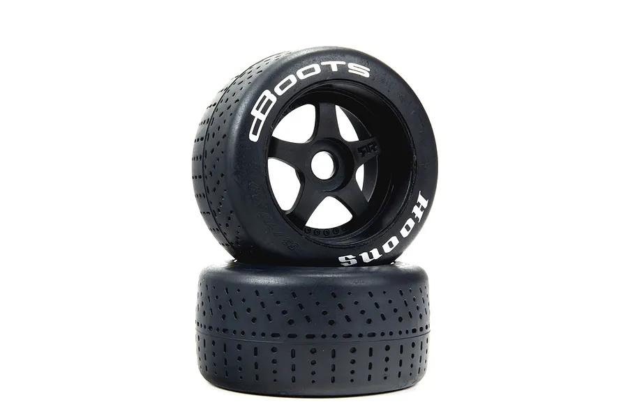 ARRMA 3.3&amp;quot; Belted 53/107 (Silver) dBoots Hoons Tyres on Black 5-Spoke Rims - Glued Wheels 2Pcs image 48160
