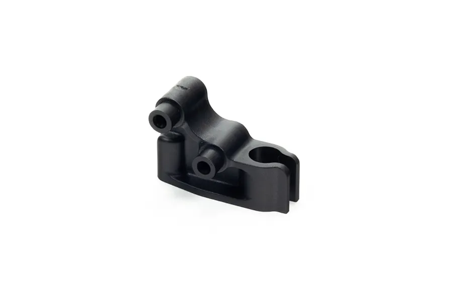 A black plastic ARRMA center driveshaft high speed support part shown from a side angle on a white background.