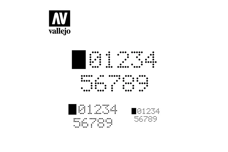 Vallejo Sci-Fi Digital Numbers Stencil image 48237