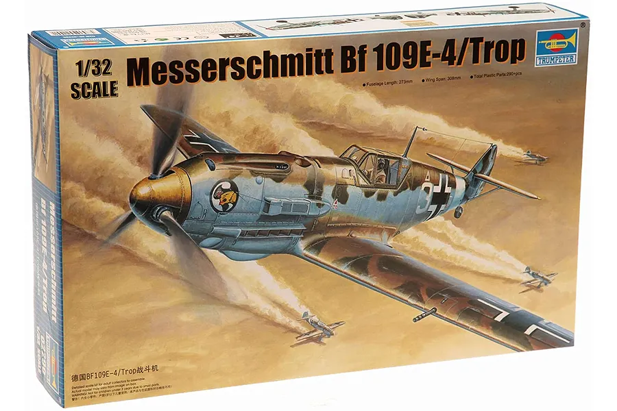 Trumpeter 1/32 Messerschmitt Bf 109E-4/Trop Scaled Plastic Model Kit image 48375