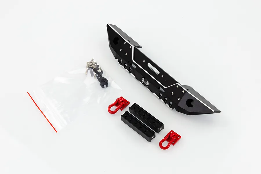 HSP Black Aluminium Rear Bumper Set w/ Red D-Ring Tow Shackles &amp;amp; Hardware image 49179
