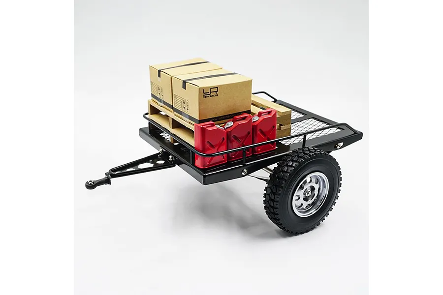 Yeah Racing 1/10 Black Heavy Duty Metal Leaf Spring Hitch Mount Trailer image 49330