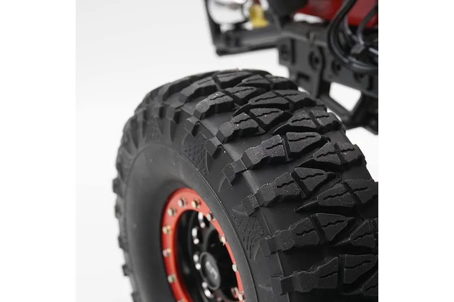 Yeah Racing 1.9/4.5&amp;quot; Claw Tyres on Black &amp;amp; Red Aluminium F-RG 11 Hole Rims - Beadlock Wheel Set 4Pcs image 49349