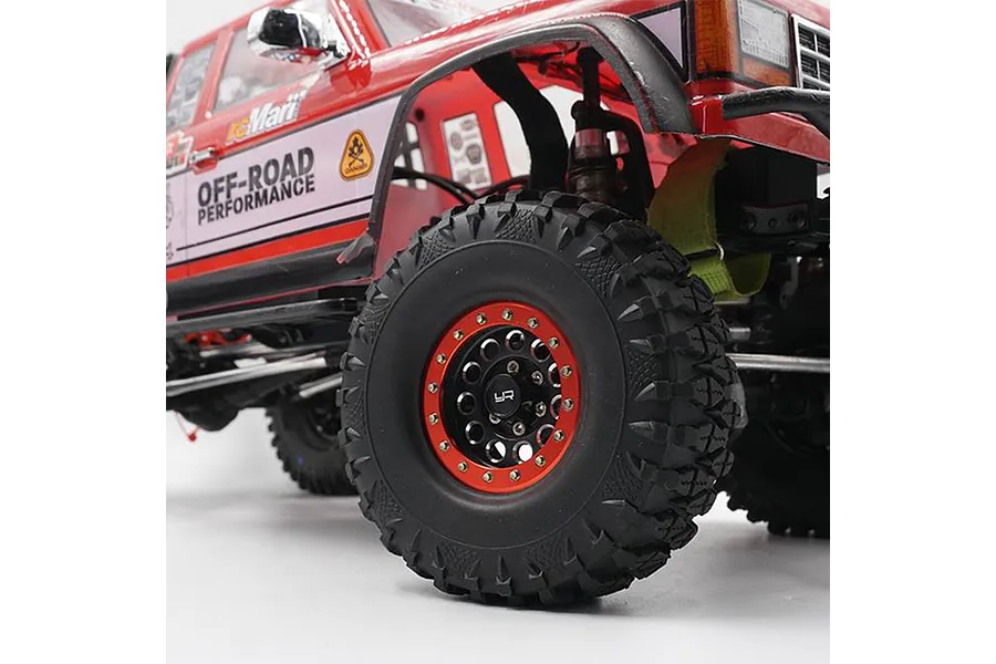 Yeah Racing 1.9/4.5&amp;quot; Claw Tyres on Black &amp;amp; Red Aluminium F-RG 11 Hole Rims - Beadlock Wheel Set 4Pcs image 49350