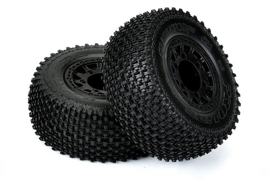 Pro-Line 2.2/3.0&amp;quot; Gladiator M2 (Medium) Tyres on Black Raid Rims - Glued Wheels 2Pcs w/ Hex Mounts image 49671
