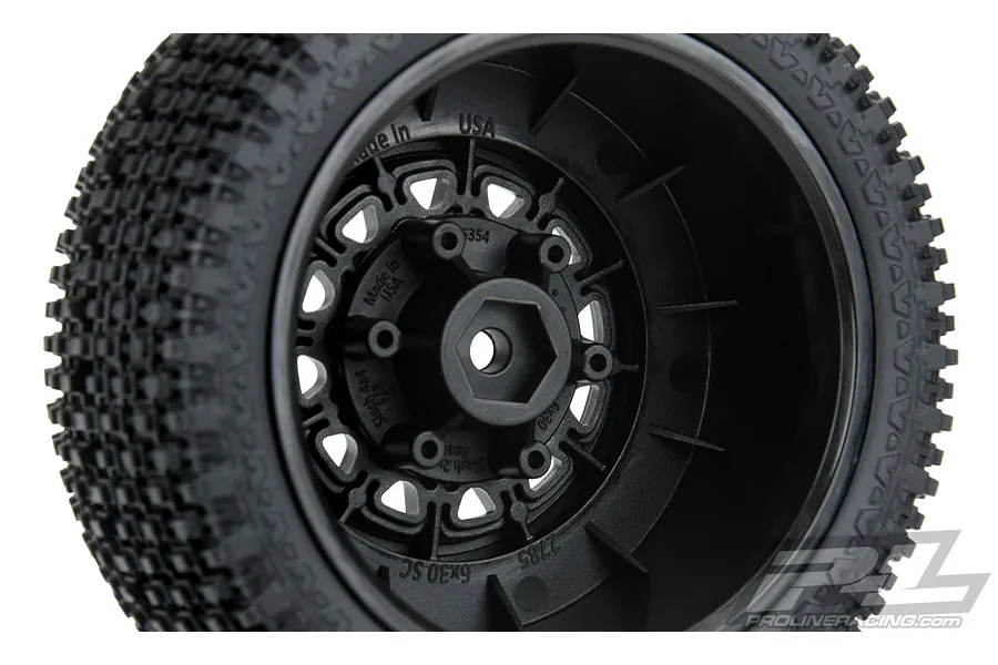 Pro-Line 2.2/3.0&amp;quot; Gladiator M2 (Medium) Tyres on Black Raid Rims - Glued Wheels 2Pcs w/ Hex Mounts image 49675