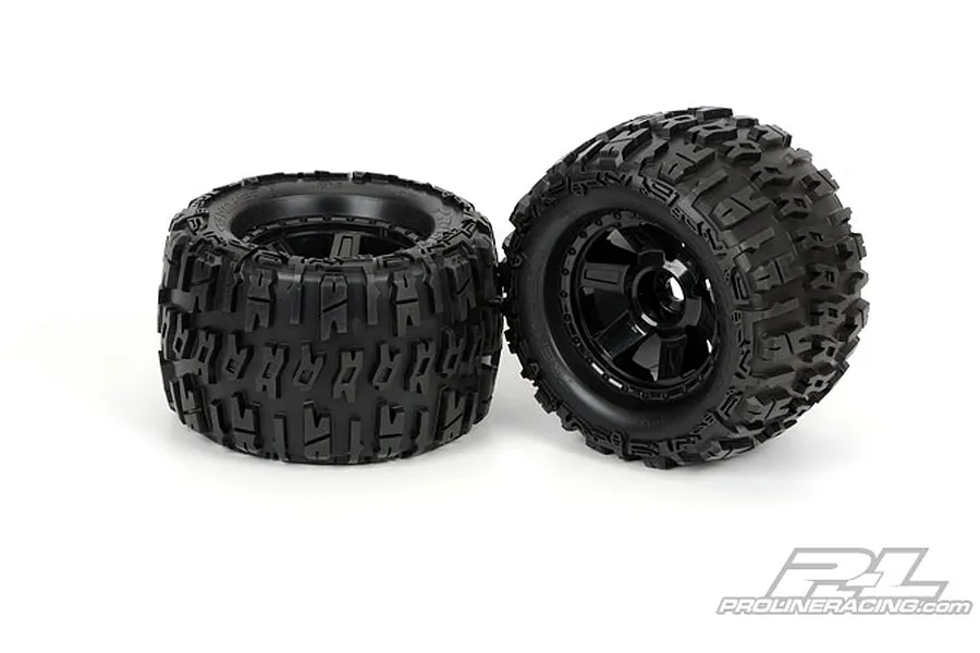 Pro-Line 3.8&amp;quot; Trencher Tyres on Black Raid Rims - Glued Wheels 2Pcs image 49680