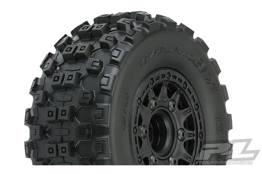 Pro-Line 2.2/3.0&amp;quot; Badlands MX SC M2 (Medium) Tyres on Black Raid Rims - Glued Wheels 2Pcs image 49702