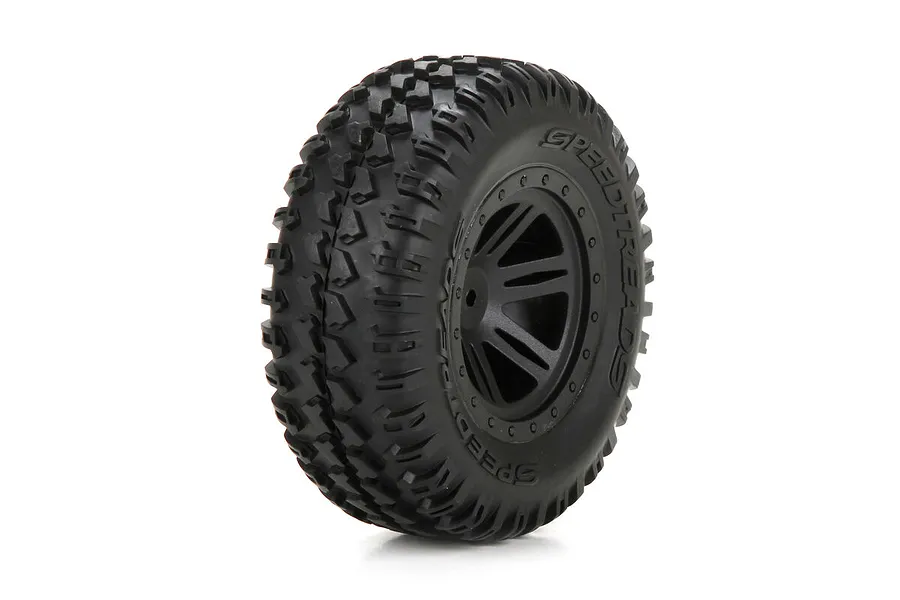 ECX 2.2&amp;quot; AMP MT/DB Front Speedtreads Tyres on Black 6 Spoke Rims - Glued Wheels 2Pcs image 49725