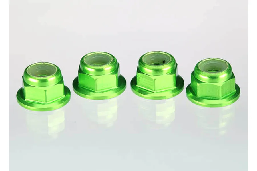 Traxxas 4mm Green Aluminium Flanged Serrated Nyloc Nuts 4Pcs image 4994