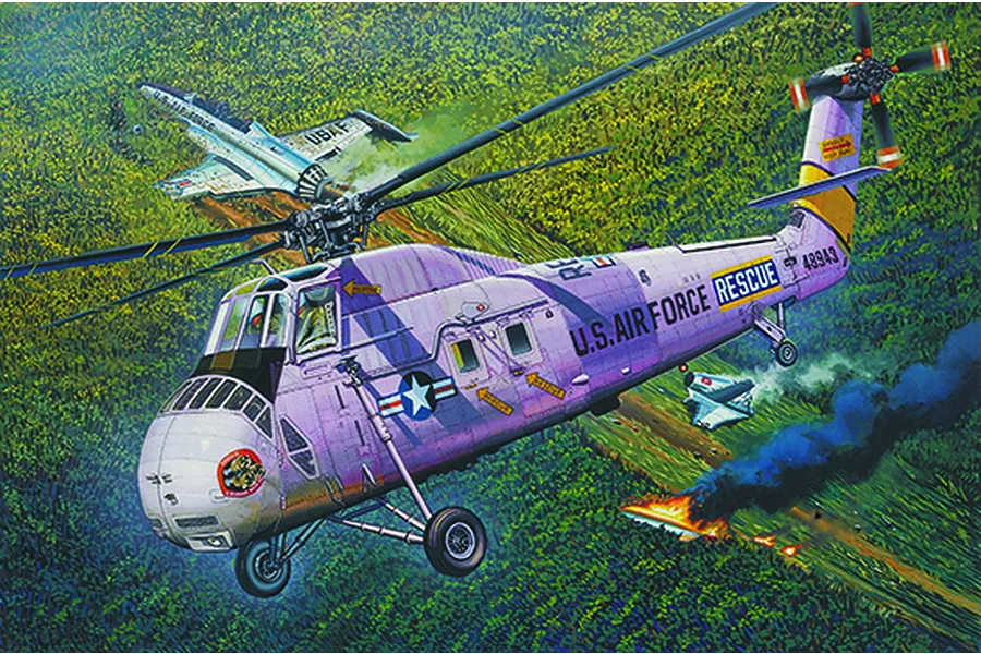Trumpeter 1/48 US HH-34J Air Force Rescue Helicopter Scaled Plastic Model Kit image 50087
