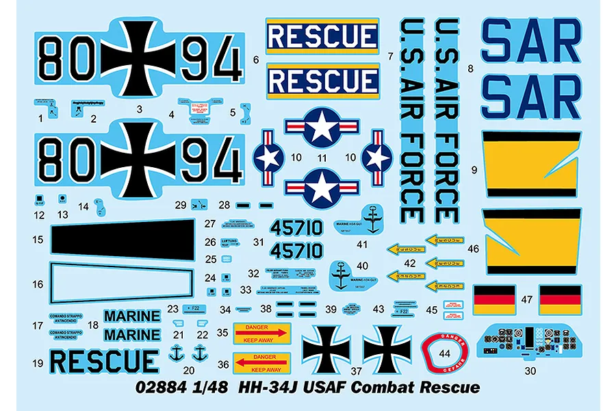 Trumpeter 1/48 US HH-34J Air Force Rescue Helicopter Scaled Plastic Model Kit image 50089