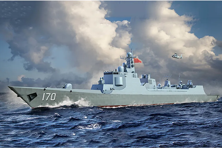 Trumpeter 1/700 Chinese Navy Type 052C Guided Missile Destroyer Scaled Plastic Model Kit image 50130