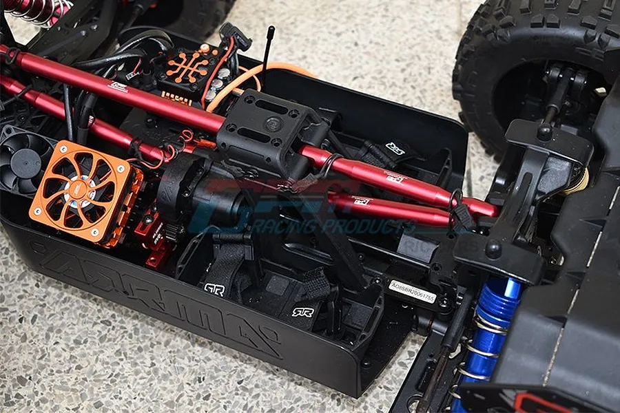 GPM Red Aluminium 1/5 Outcast 8S BLX Front &amp;amp; Rear Support Brace Bar Set image 50196