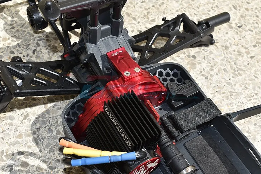 GPM Red Aluminium 1/10 Kraton 4X4 BLX Motor Mount &amp;amp; Rear Gear Case w/ Hardware image 50199
