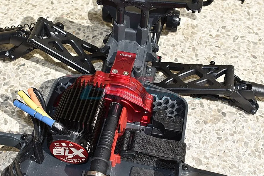 GPM Red Aluminium 1/10 Kraton 4X4 BLX Motor Mount &amp;amp; Rear Gear Case w/ Hardware image 50200