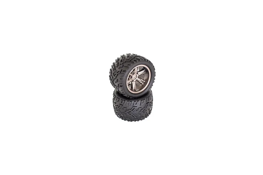 Blackzon Warrior Tyres on Dark Grey 5 Spoke Rims - Glued Wheels 2Pcs image 50272