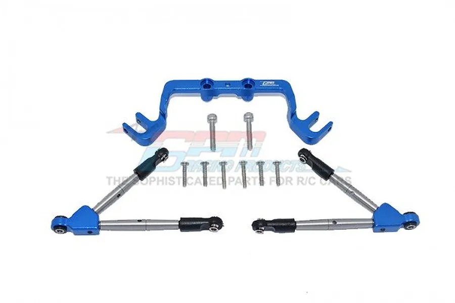 GPM Blue Aluminium 1/10 Hoss 4X4 VXL Front Tie Rods &amp;amp; Stabiliser 3 Pcs w/ Hardware image 50387