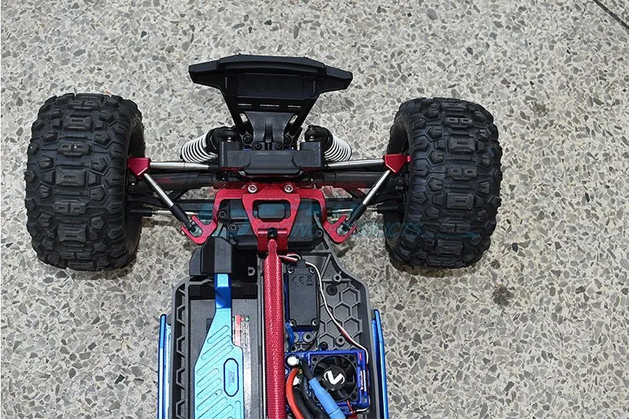 GPM Blue Aluminium 1/10 Hoss 4X4 VXL Centre Brace + Front &amp;amp; Rear Tie Rods w/ Stabiliser image 3