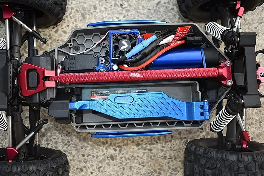 GPM Blue Aluminium 1/10 Hoss 4X4 VXL Centre Brace Bar &amp;amp; Mount w/ Hardware image 2