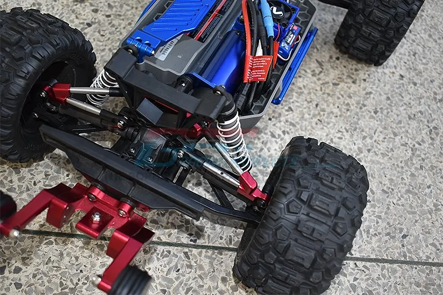 GPM Blue Aluminium 1/10 Hoss 4X4 VXL Rear Tie Rods &amp;amp; Stabiliser 3 Pcs w/ Hardware image 4