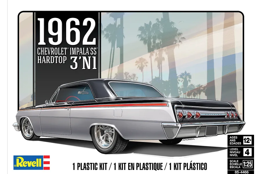 Revell 1/25 Chevrolet Impala SS Hardtop 1962 Scaled Plastic Model Kit image 50491