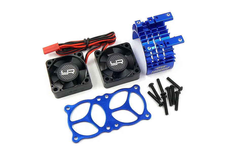 Yeah Racing Blue Aluminium 540/550 Motor Heat Sink w/ Twin Tornado High Speed Fans Set image 50528