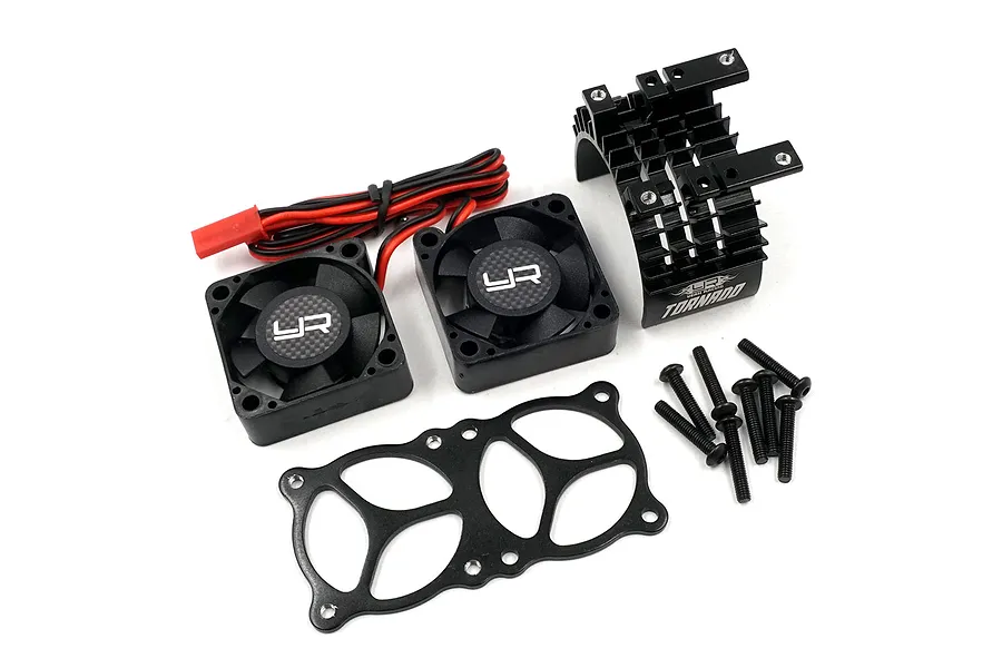 Yeah Racing Black Aluminium 540/550 Motor Heat Sink w/ Twin Tornado High Speed Fans Set image 50529
