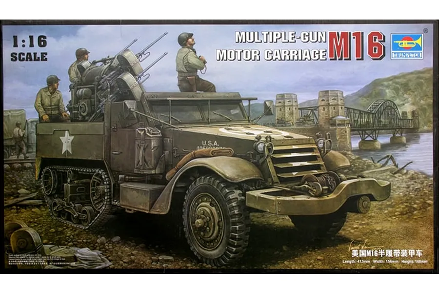 Trumpeter 1/16 M16 Multiple Gun Motor Carriage Half-Track Scaled Plastic Model Kit image 50553