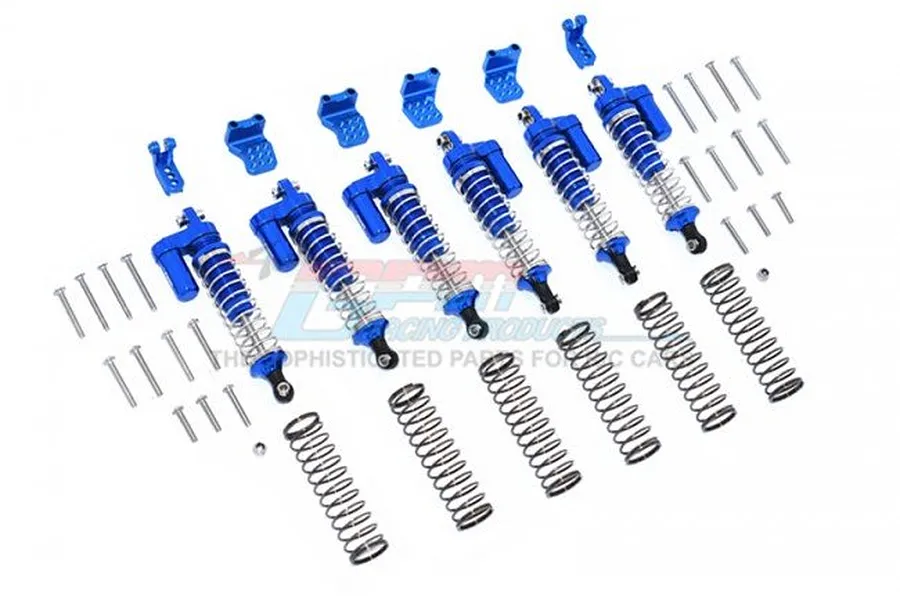 GPM Blue Aluminium 1/10 TRX-6 L-Shape Piggyback 90mm Shocks w/ Adjustable Shock Towers Set image 50611